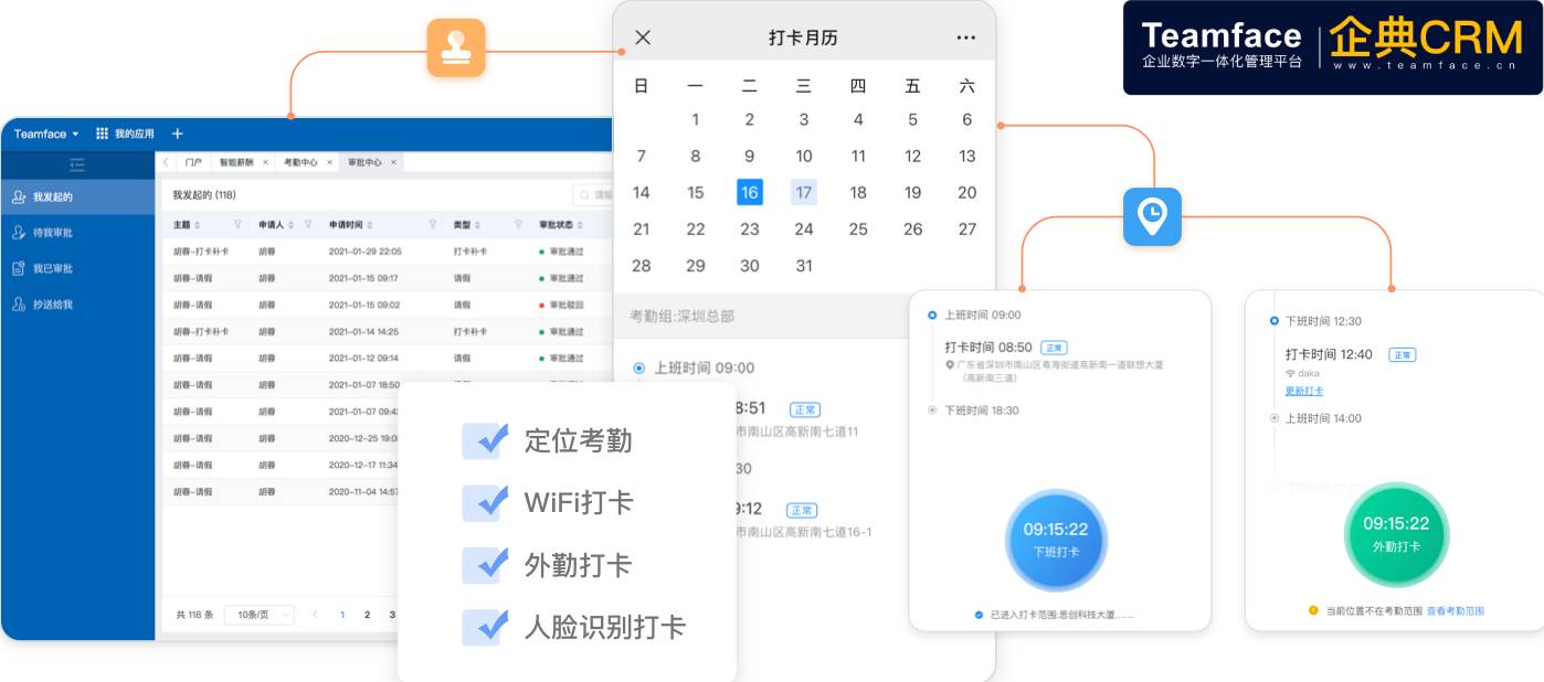 Teamface企典HR人事管理系统，用智慧赋能HR管理的各个环节，打造新世代的智慧人力平台